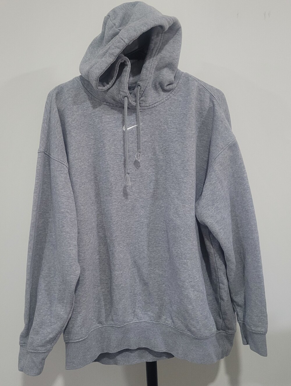 Nike Light Gray Pullover Hoodie with Swoosh Sz Lg